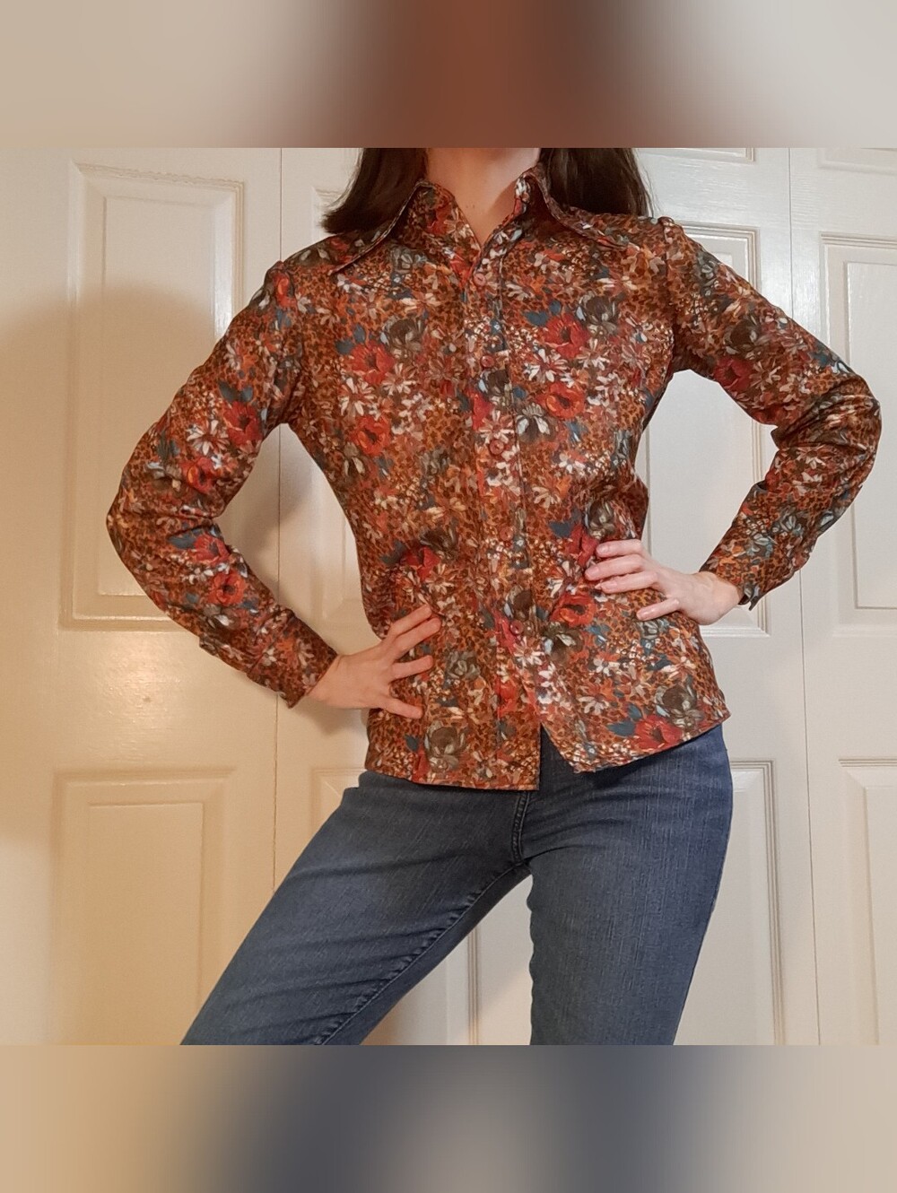 Vintage 70s Button Up Floral Shirt